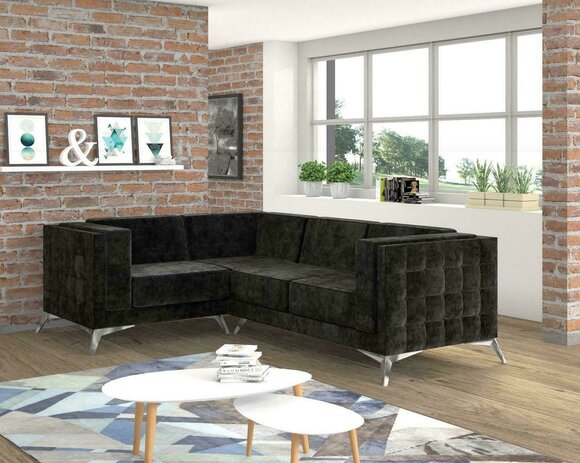 L-Form Couch Wohnlandschaft Ecksofa Garnitur Modern Design Sofa textil