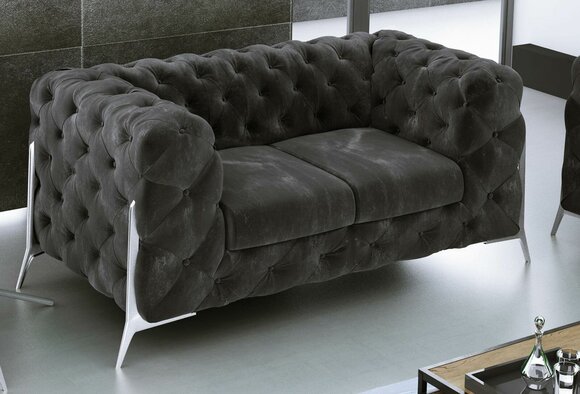 Chesterfield Couch 2 Sitzer Polster Sitz Textil Stoff Leder Couchen Sofas Sofa