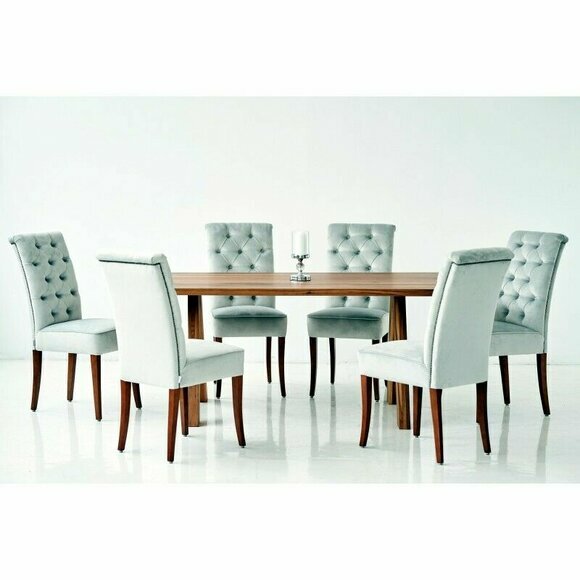 Design Esszimmer Tisch + 6 Chesterfield Lehnstühle Stuhl Sitz Gruppe Stühle