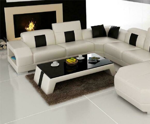 Design Glastisch Leder Couch Tisch Tische Glas Sofa Wohnzimmertische