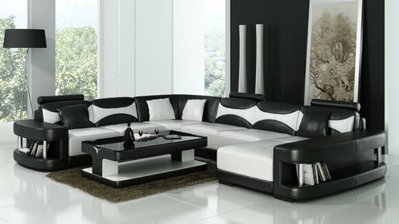 Luxus Ecksofa Sofa Polster Couch Wohnlandschaft U Form - Ledersofas