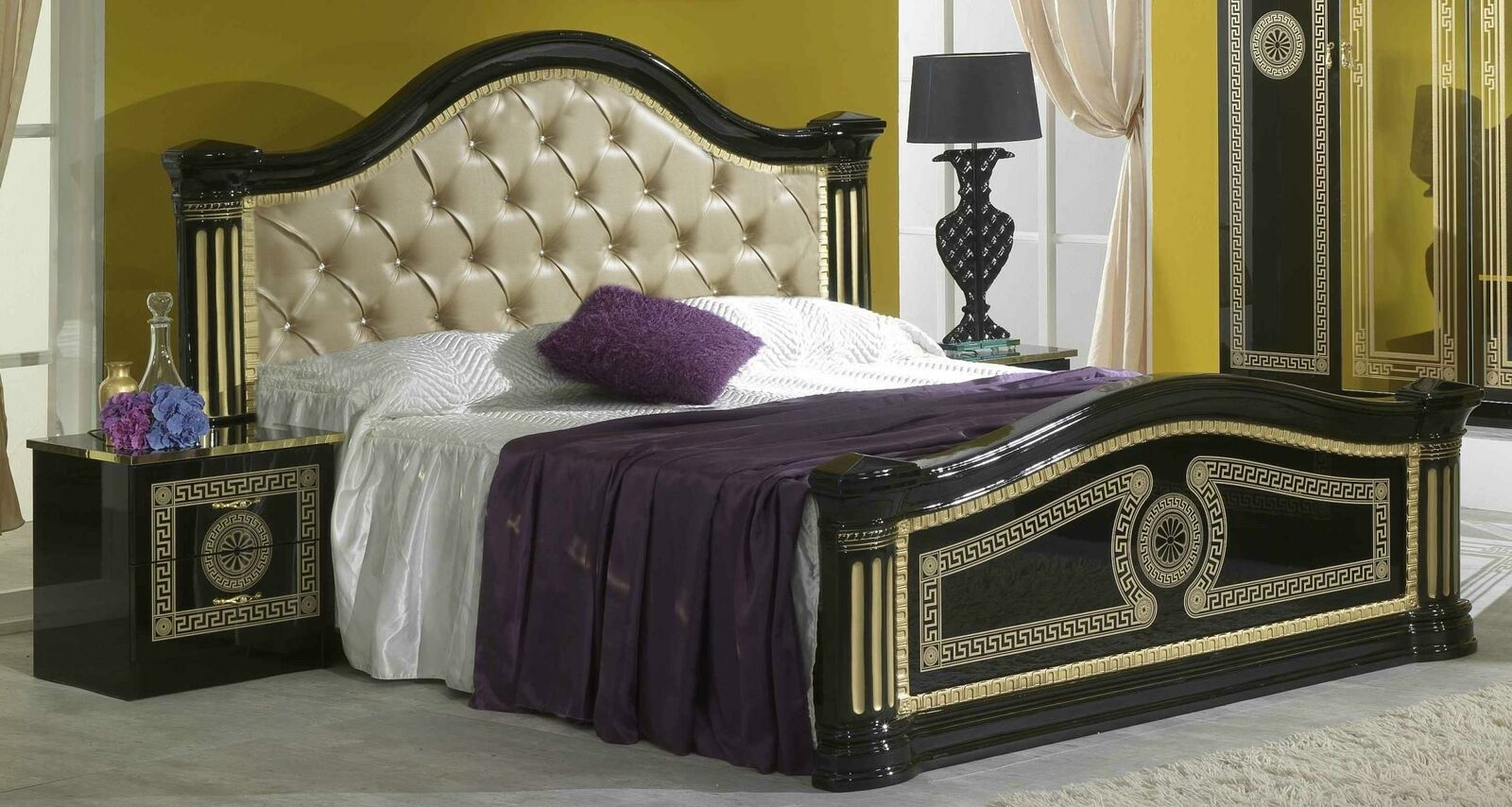 Chesterfield Bett Lederbett Polsterbett Schlafzimmer Ehebett Betten 180x200cm