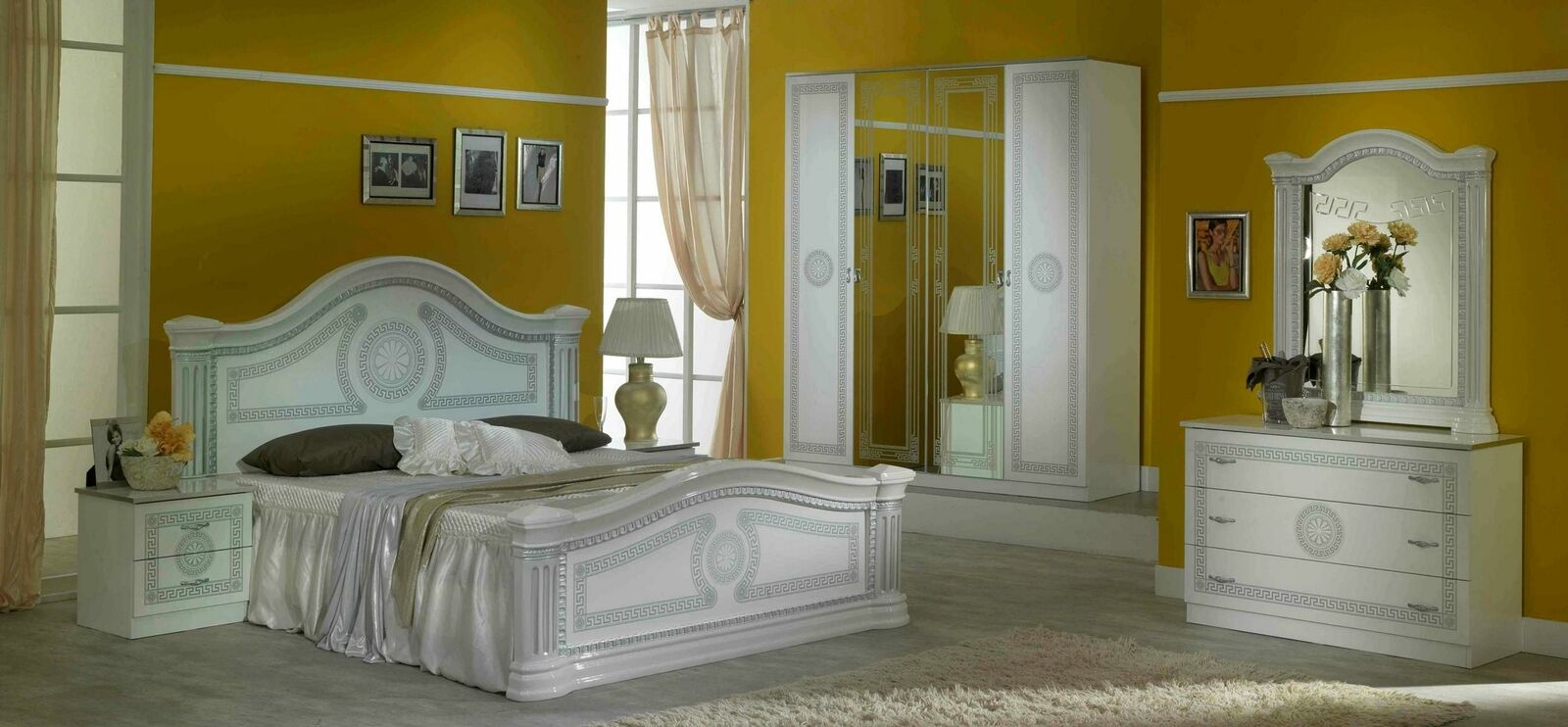 Design Schlafzimmer 3tlg. Bett 2x Nachttisch Klassischer Luxus Betten Set