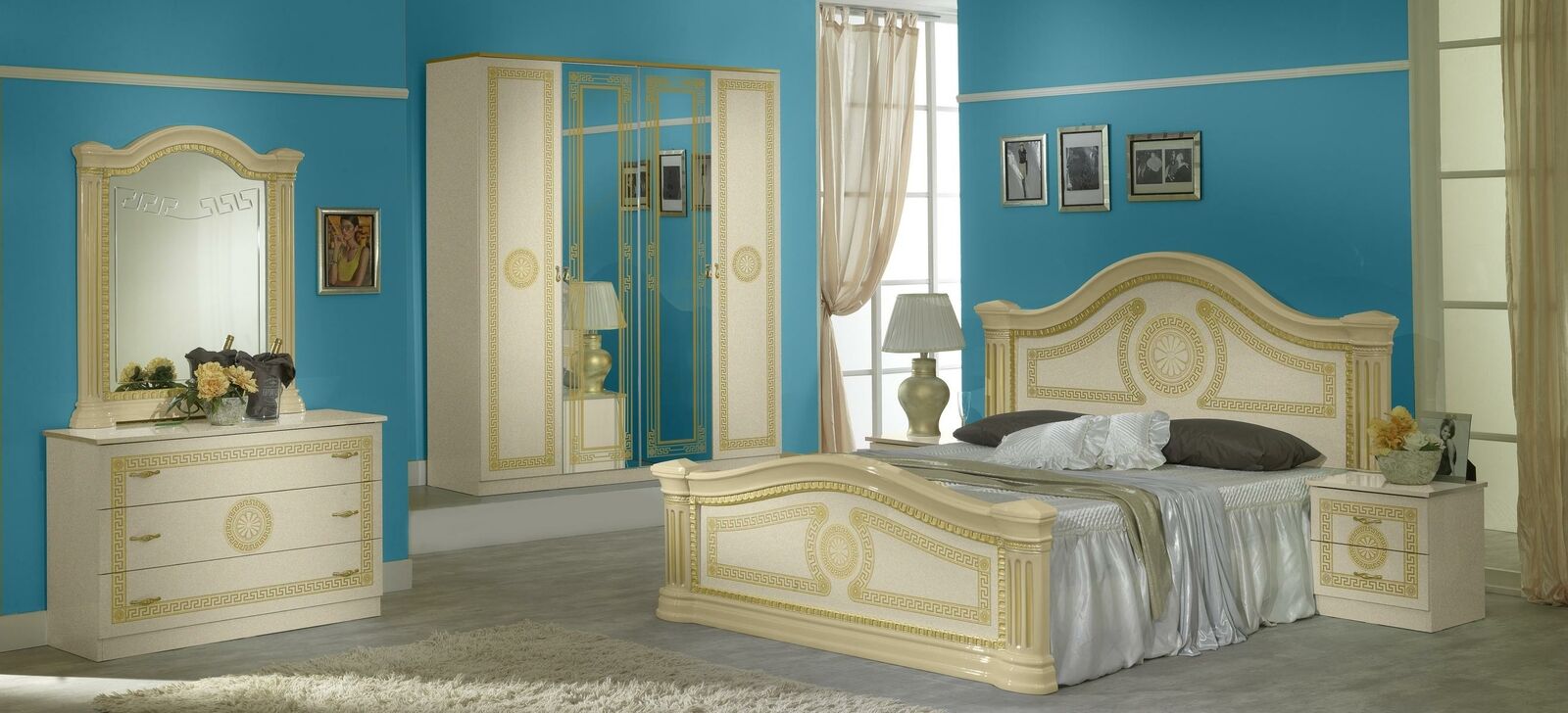 Luxus Schlafzimmer Klassisches Holz Bett Nachttisch 6tlg Design Möbel Set Neu