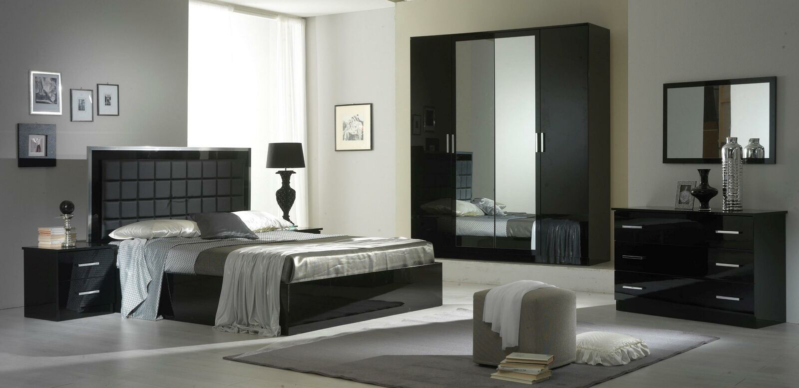 Design Schlafzimmer 6 tlg. Schlafzimmer Komplett Set Bett Nachttisch