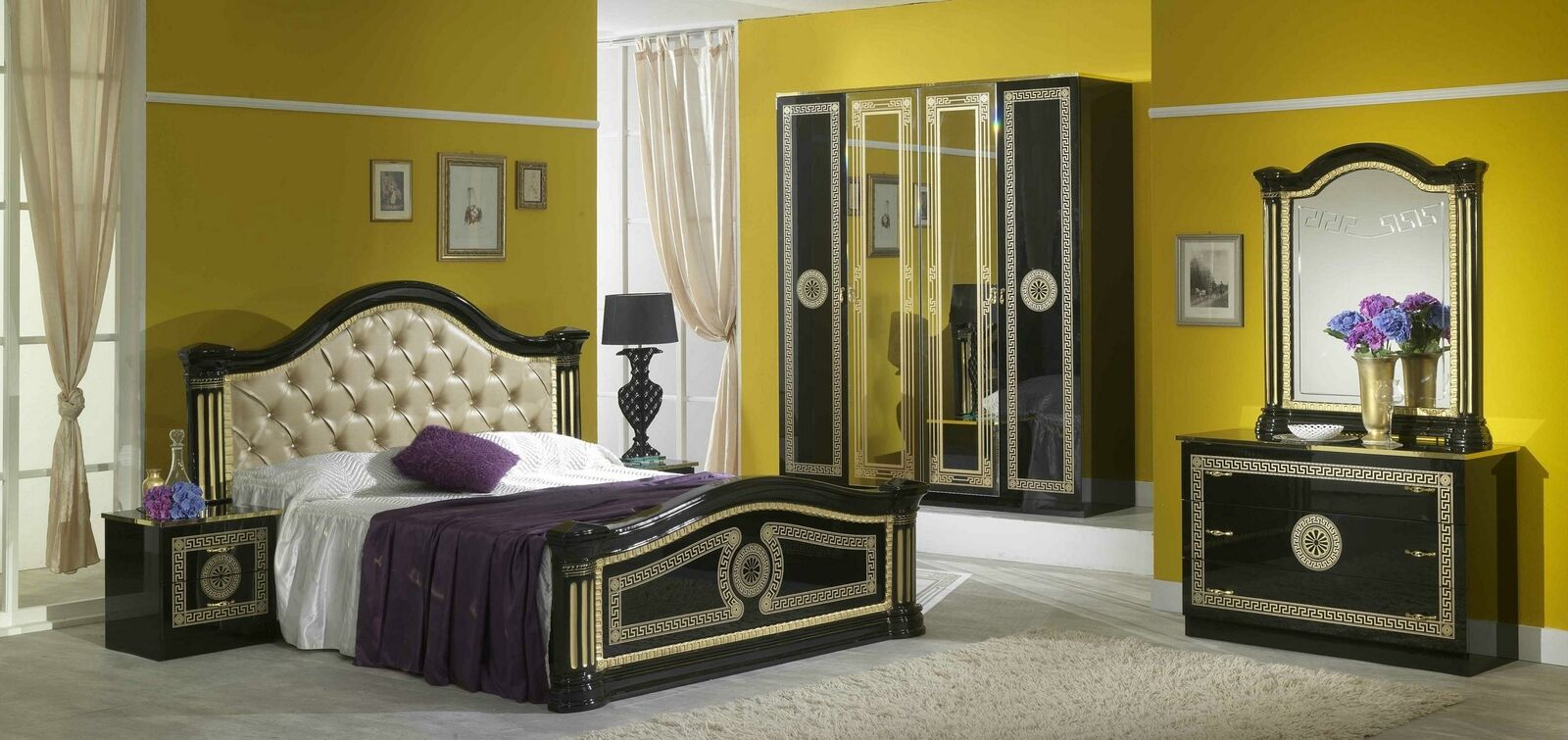 Schlafzimmer Set Stil Klassisch Bett Nachttisch Kommode Bett Möbel 6tlg.