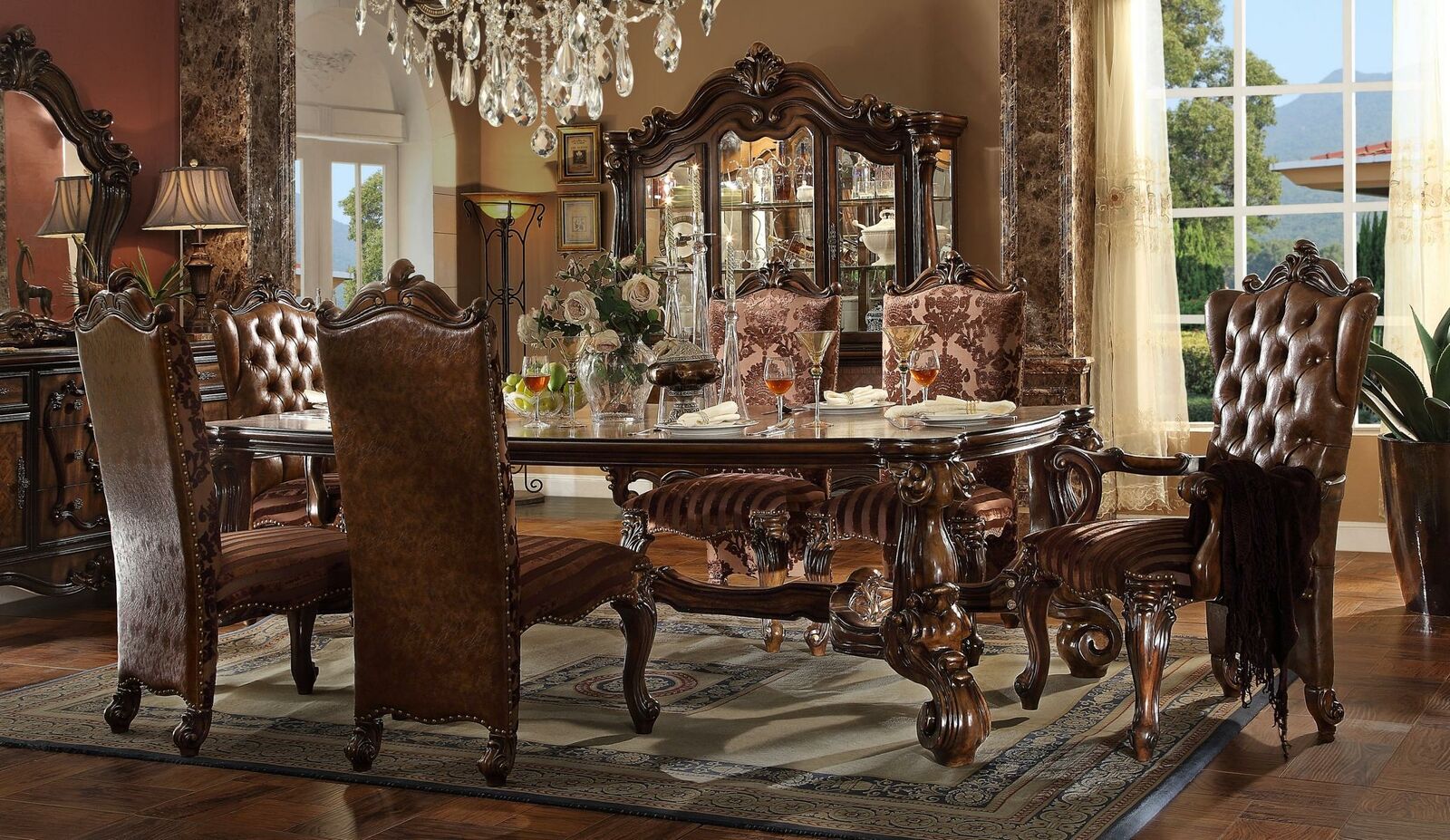 Esstisch + 6 Stühle Esszimmer Set Essgruppe Klassischer Tisch 7tlg Set