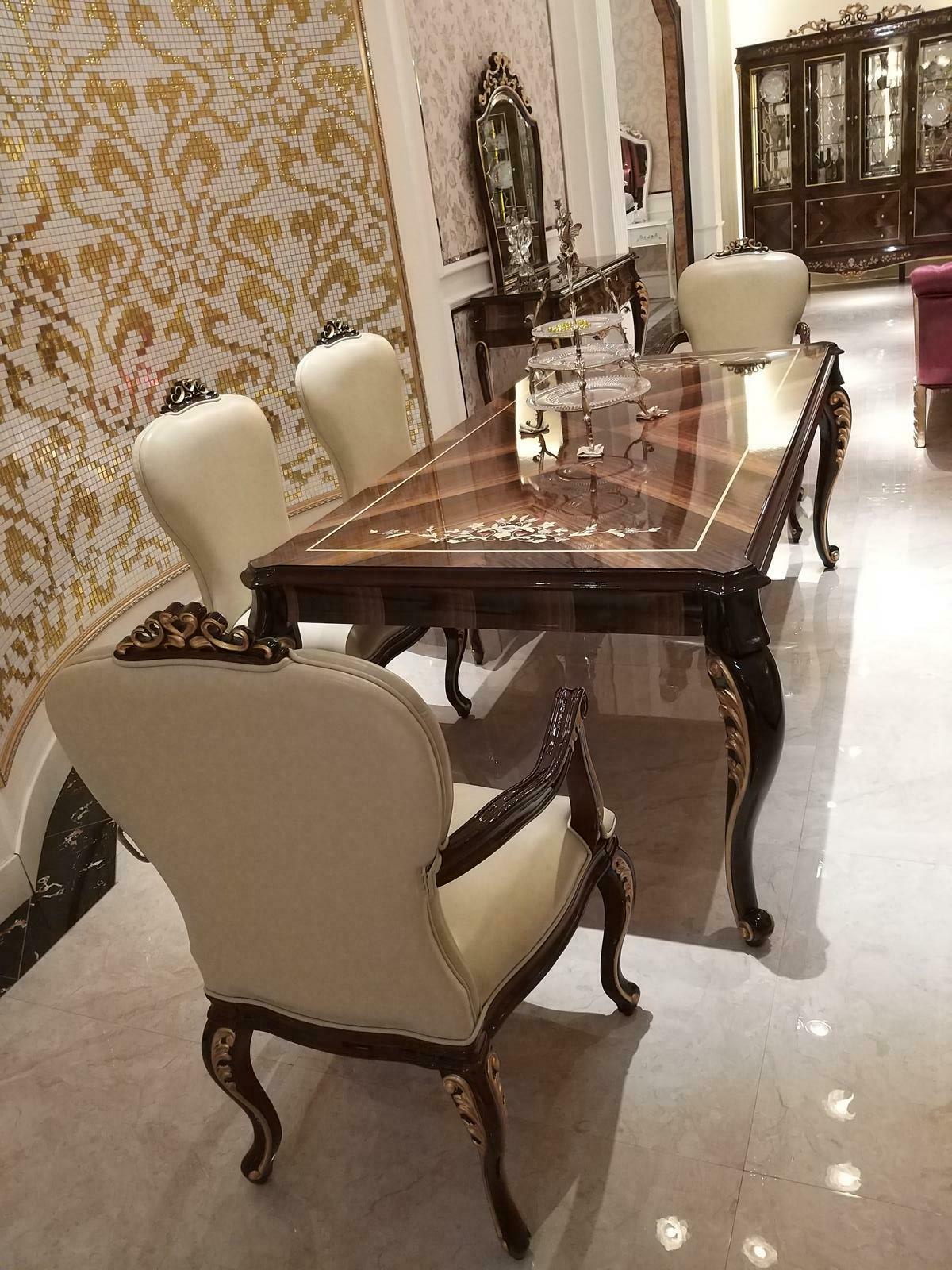 Esszimmer Stühle 6x Stuhl Sessel Set Lounge Club mit Armlehnen Luxus