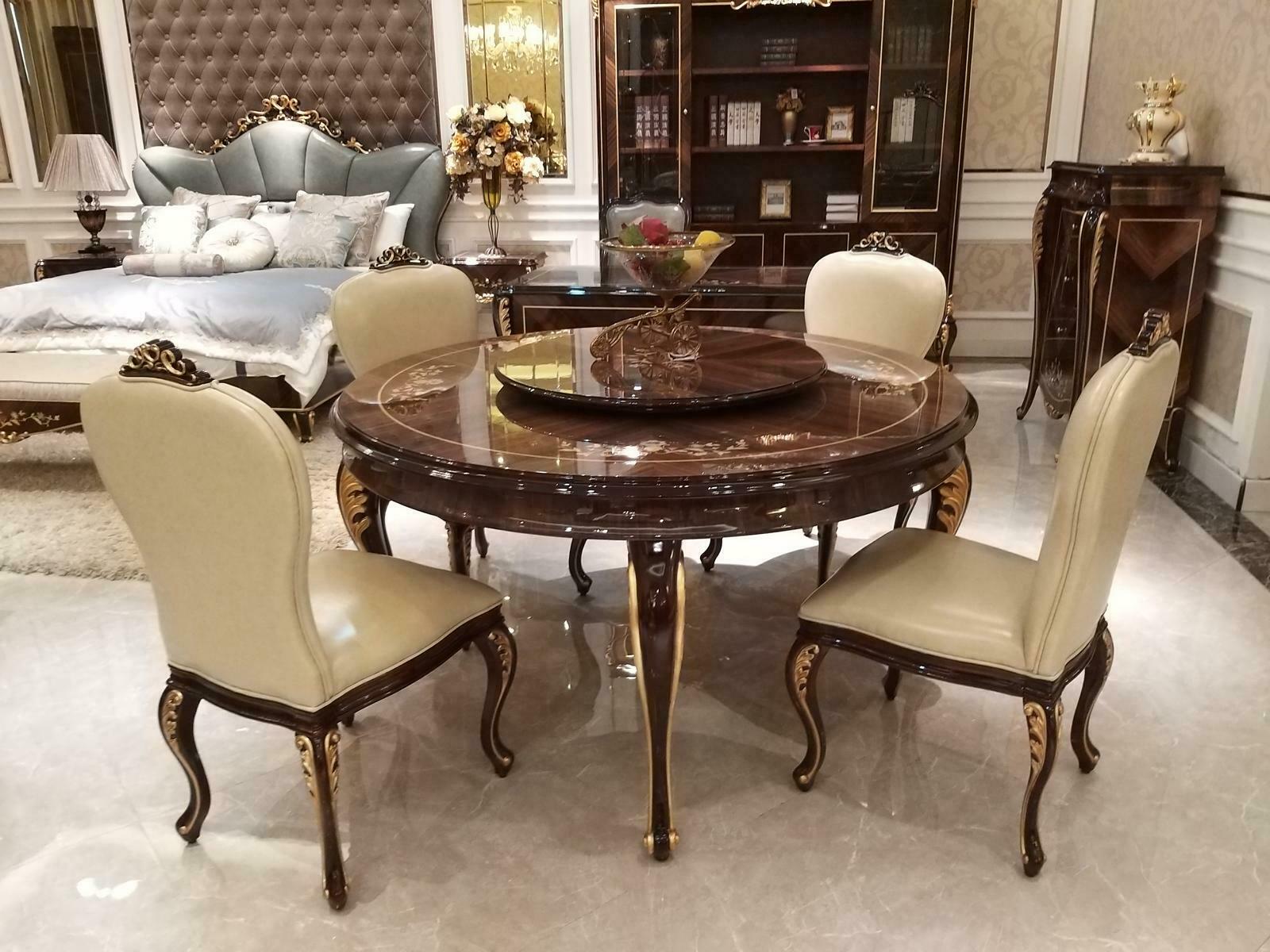Runder Esstisch 6 Stühle Stuhl Esszimmer Komplett Garnitur Barock Rokoko Set neu