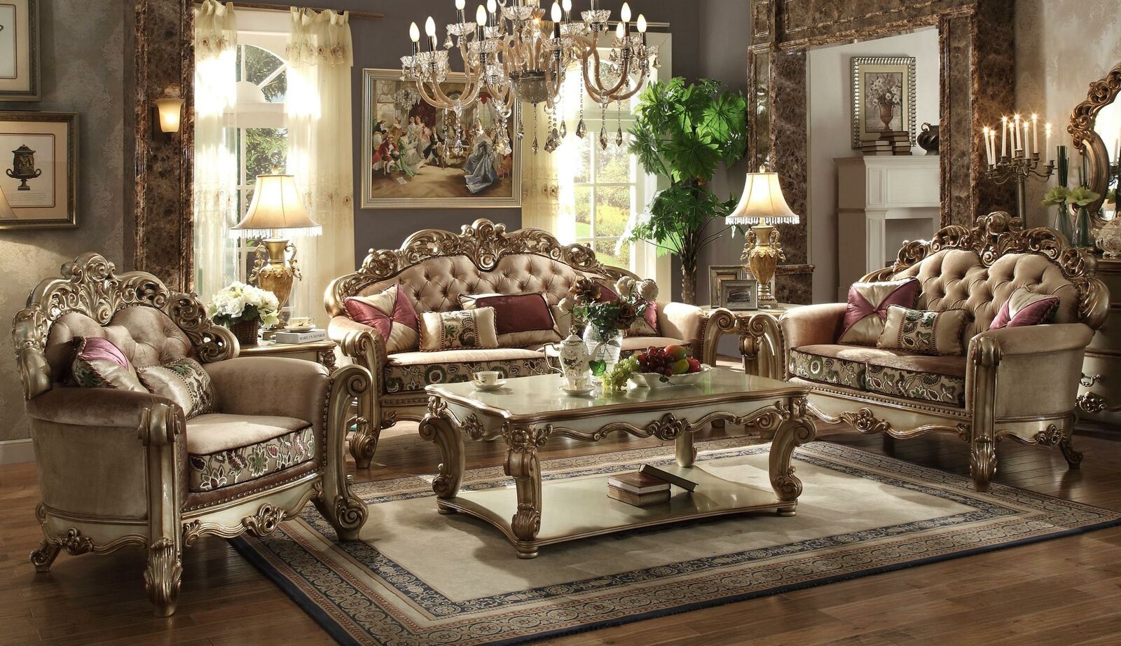 Sofagarnitur 3+2+1 Sitzer Set Sofa Polster Couchen Couch Luxus Chesterfield