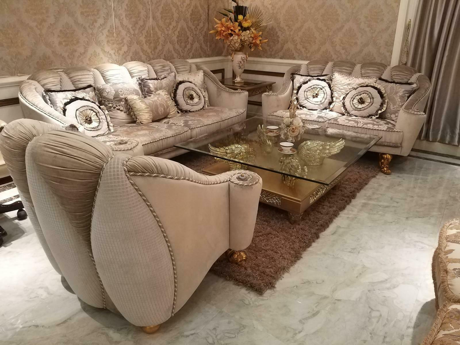 Klassische Sofagarnitur 3+2+1 Barock Rokoko Antik Stil Sofa Couch Couchen