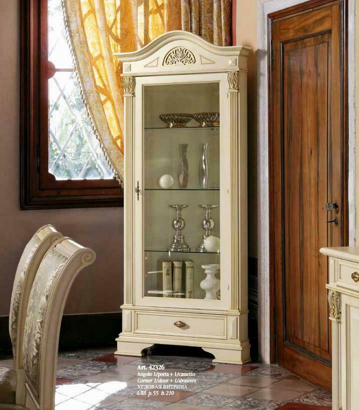 Eck Vitrine Glas Schrank Wohnzimmer Schaufenster 1tür Vitrinen Barock