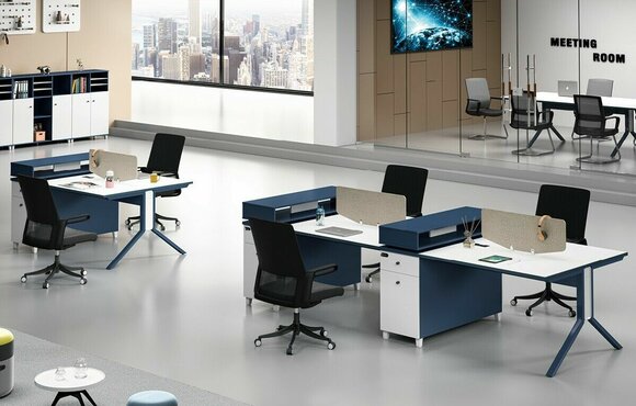 Tisch Büro Möbel Einrichtung Tische Callcenter Holz 4 Arbeitsplätze