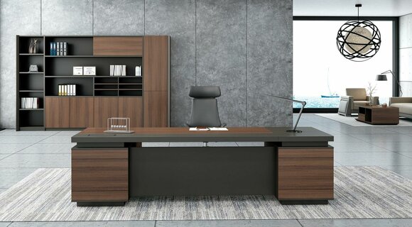 Eckschreibtisch Kabelkanal Home Office Tisch groß Chef Tische Schreibtisch