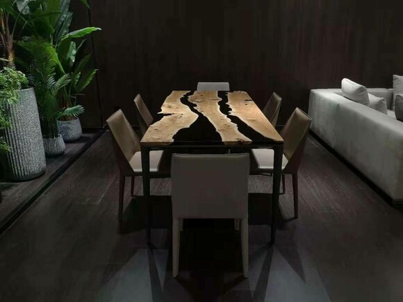 Couchtisch Black River Table Echtes Holz Flusstisch 220x90 Tische Epoxidharz