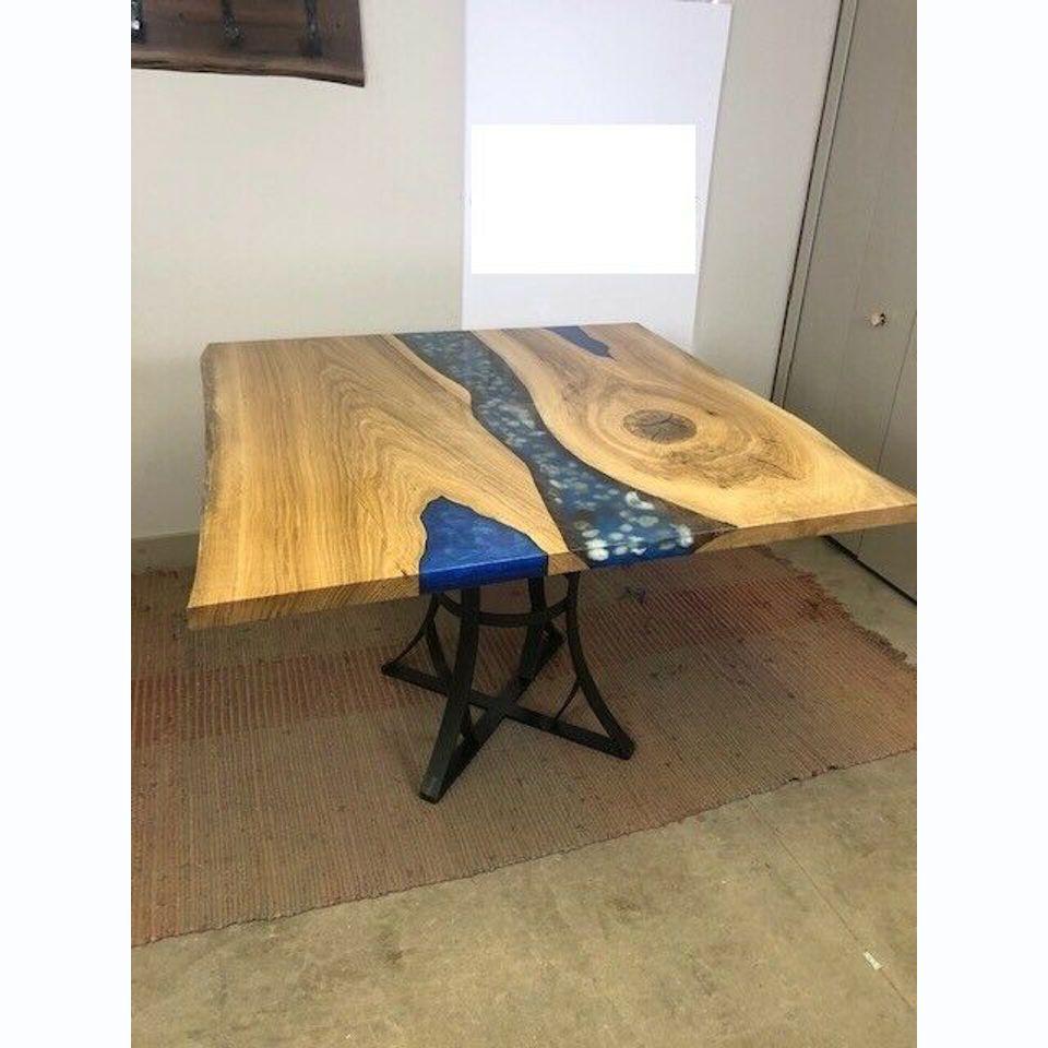 Esstisch River Table Echtes Holz Flusstisch 110x110 Massive Tische Epoxidharz