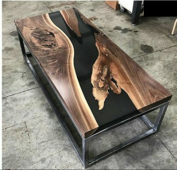 River Tisch Epoxidharz Couchtisch Echtes Holz Massiv Tische 120x60 Flusstisch