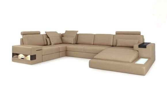 U Form Sofa Couch Polster Garnitur Wohnlandschaft Design Ecksofa Leder