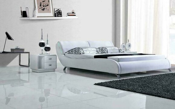 Designer Bett Betten Ehebett Doppelbett Polsterbett Schlafzimmer Lederbett
