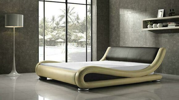 Designer Ehebett Polsterbett Doppelbett Bett Schlafzimmer Lederbett Neu