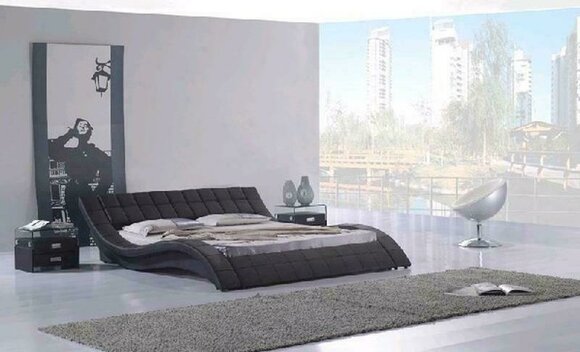 Ehebett Polsterbett Doppelbett Designer Bett Schlafzimmer Lederbett Neu