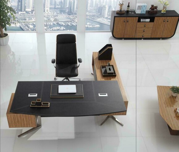 Designer Büro Arbeit Zimmer Set Sessel Eckschreibtisch Komplett Set