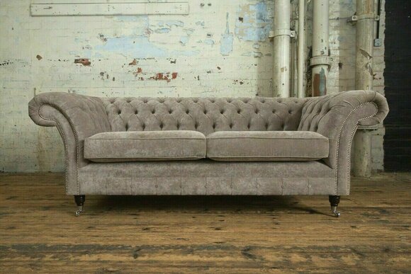 Original Chesterfield Sofa Polster Couch Webstoff Microfaser Sofas Couchen Neu