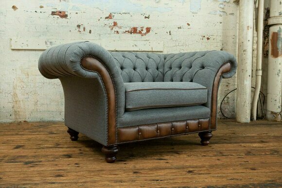 Chesterfield Design Stoff Couch Sessel 1.5 Sitzer Polster Sofas Lounge Samt