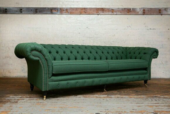 Knopf Sofa Chaesterfield Sofas 4 Sitzer Couch Polster Stoff Wohnzimmer Möbel