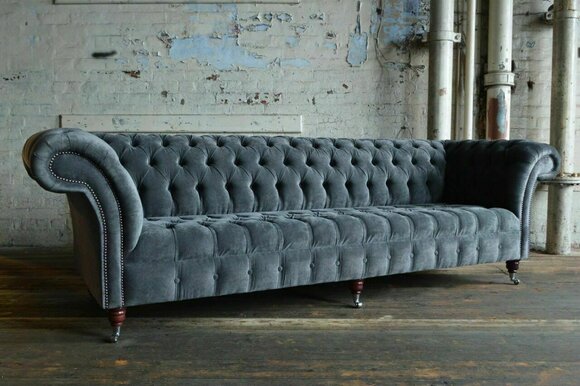 Chesterfield Big Sofa Couch Textil Samt Polster Sofas 4 Sitzer xxl Couchen Neu