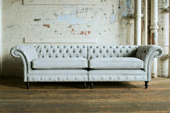 Hochwertige Chesterfield Polster Couch Textil Sofa günstig Microfaser Sofas Neu