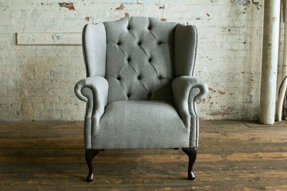 Ohrensessel Chesterfield 1 Sitzer Sessel Textil Leder Polster Fernseh Sofa