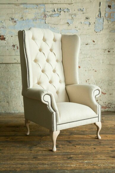Chesterfield Ohrensessel Einsitzer Sofa Couch Polster Samt Leder Stoff