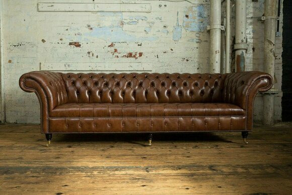 Chesterfield Braun Couch Sofa Polster 4 Sitzer Couchen Sitz Garnitur Sofas