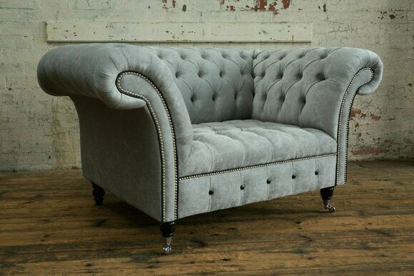 Design Chesterfield Stoff Couch Sessel 1.5 Sitzer Polster Sofas Lounge Neu