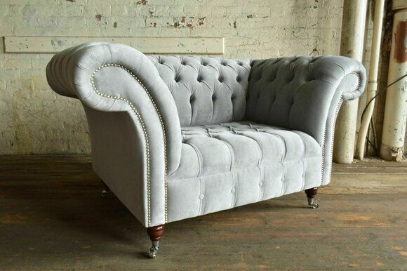 Design Chesterfield Stoff Couch Sessel 1.5 Sitzer Polster Sofas Lounge Neu