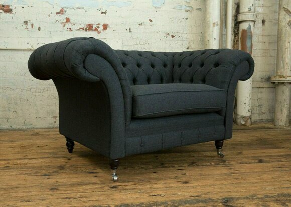 Couch Polster Design Sofa Schwarz Schwarz 1,5er Sitz Sofas Möbel