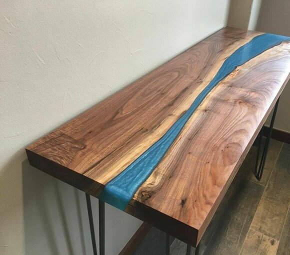 Konsolentisch Sideboard Echtes Holz Designer Tisch Epoxidharz Wasserfall