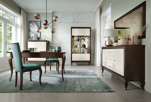 Komplett Set Esstisch + 6 Stühle Esszimmer Set Ess Gruppe Holz Tisch