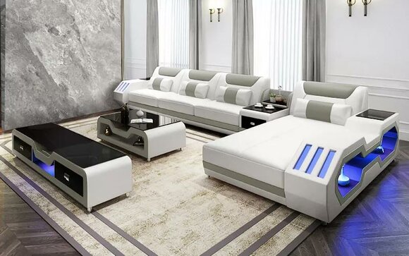 Lederpolster Design Ecksofa Eckcouch Couch Sofa L Form Wohnlandschaft