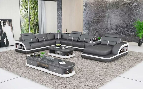 wohnzimmer Leder xxl couch sofa polster landschaft moderne designer