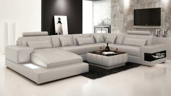 Ecksofa Polster Ledersofa Designer-Sofa Ecksofa U-Form Modernes Sofa