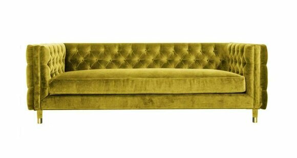 Chesterfield 4 sitzer Sofa Luxus Design Möbel Textil Stoff Couchen Gelbe Sofas