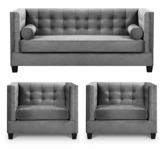 Sofagarnitur Schlafsofa Grau Sessel Kreative Möbel Textil Stoff Wohnzimmer Neu
