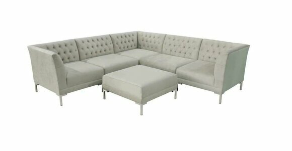 Ecksofa Hocker Grau xxl Big Textill Stoff Chesterfield Sofas Garnitur Möbel