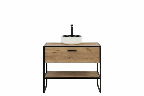 Badmöbel Set 90cm Waschbecken Loft Unterschrank Waschtisch Schublade