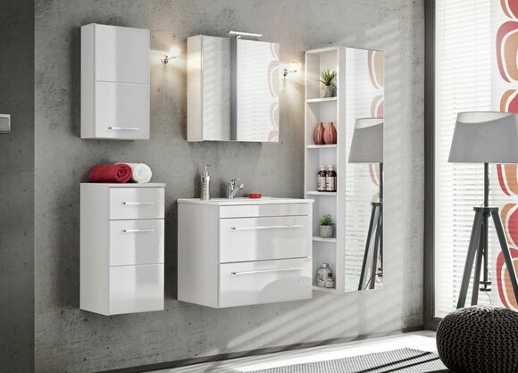 Design Badezimmer Möbel Bad 5 tlg. Set Garnitur Schrank Waschbecken