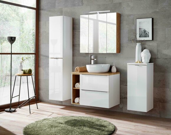 Design Badezimmer Möbel Bad 5 tlg. Set Garnitur Schrank Waschbecken