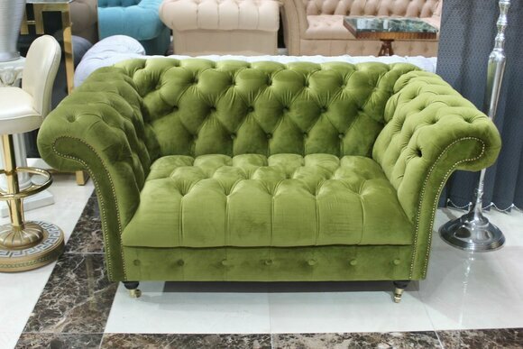 Sofa 2 Sitzer Chesterfield Couch Polster Samt Stoff Zweisitzer Sofort Lieferbar