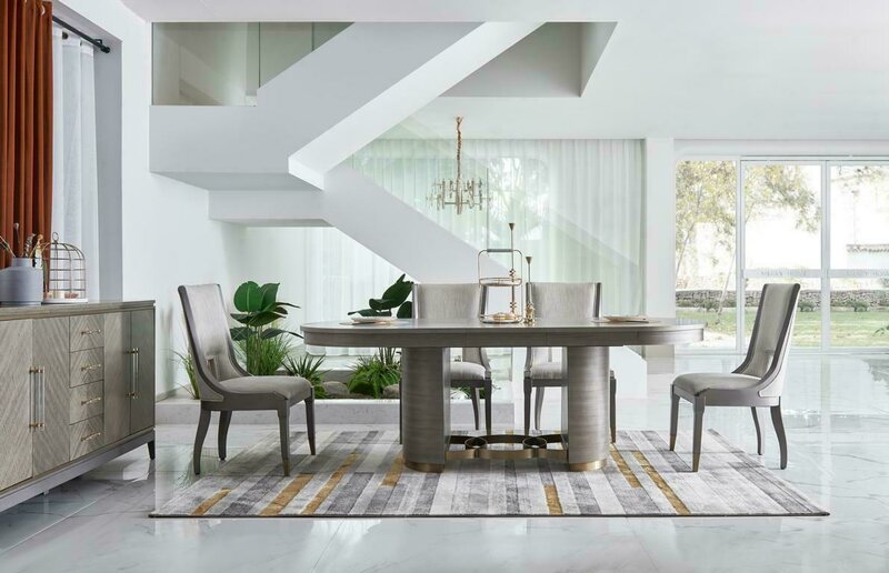 Luxus Essgarnitur Tisch mit 6 Lehn Stühlen Komplette Gruppe Dubai Stil